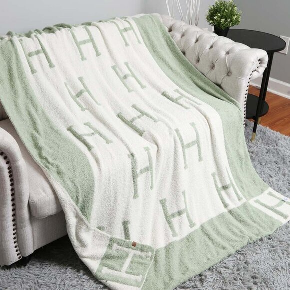 H Patterned Reversible Throw Blanket - Picture 2 of 2